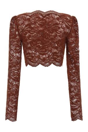 Lace crop top Brown
