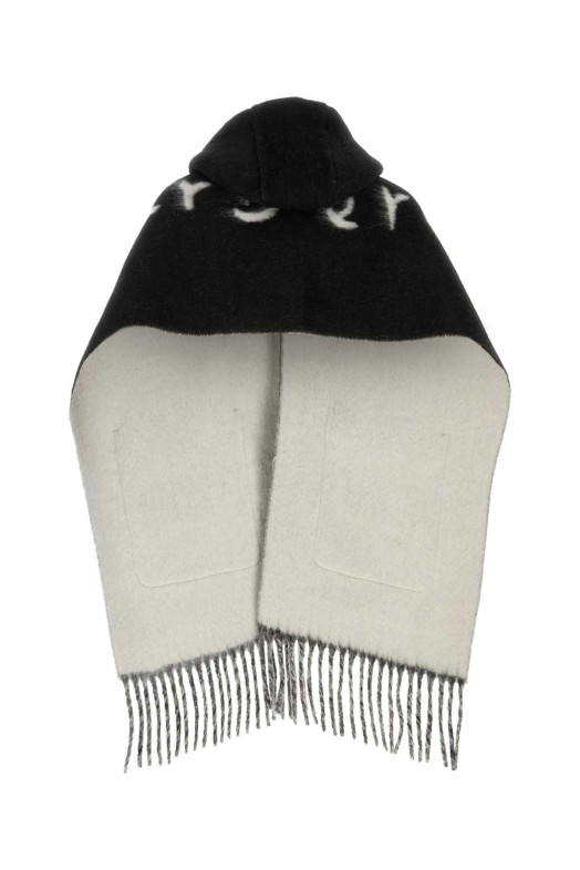 Чорний шарф з вовни альпаки Чорний BURBERRY (8121285)