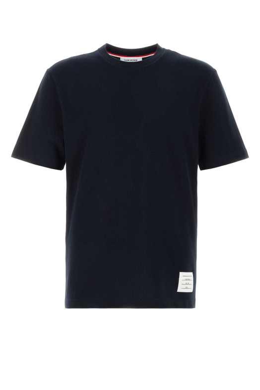 Midnight blue piquet t-shirt Black THOM BROWNE (MJS123A00050)