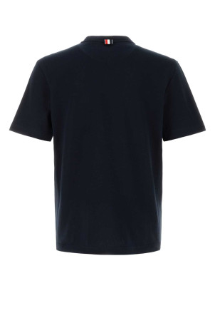 Midnight blue piquet t-shirt Black THOM BROWNE (MJS123A00050)