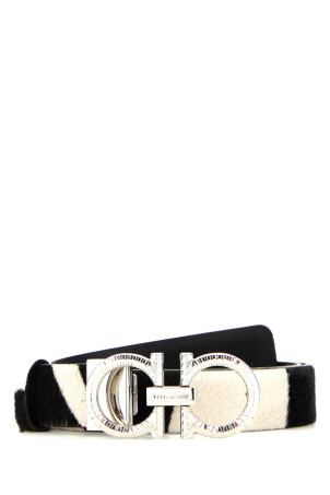 Printed calf hair reversible belt Beige SALVATORE FERRAGAMO (230476790097)