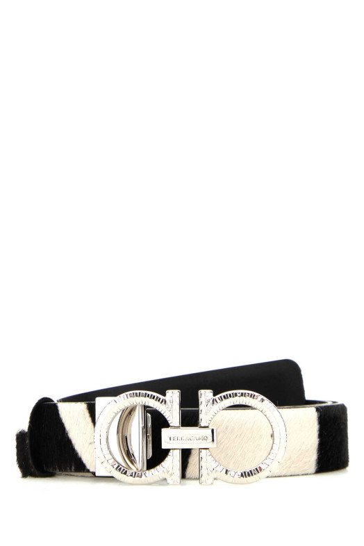 Printed calf hair reversible belt Beige SALVATORE FERRAGAMO (230476790097)