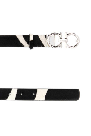 Printed calf hair reversible belt Beige SALVATORE FERRAGAMO (230476790097)