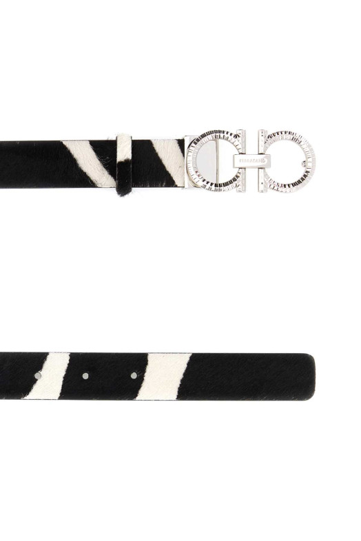 Printed calf hair reversible belt Beige SALVATORE FERRAGAMO (230476790097)