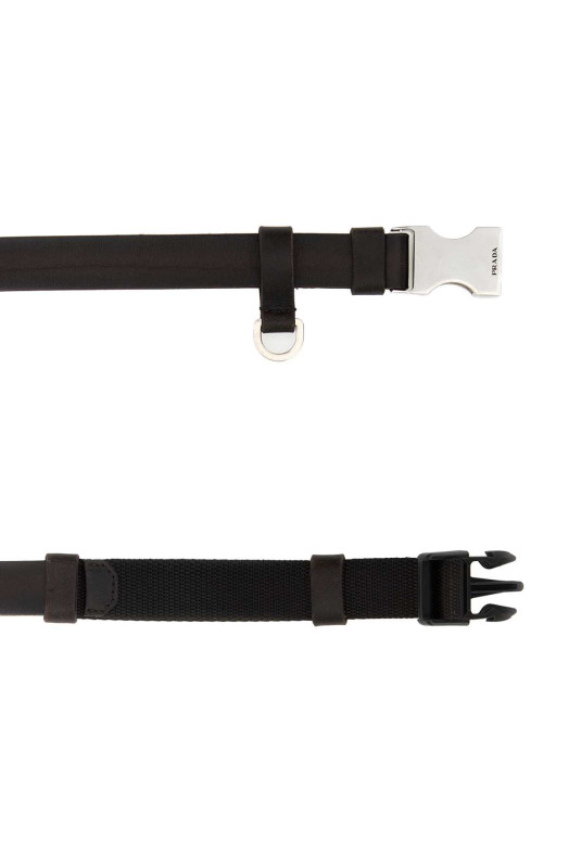 Dark brown leather belt PRADA (2CM2962HLM)