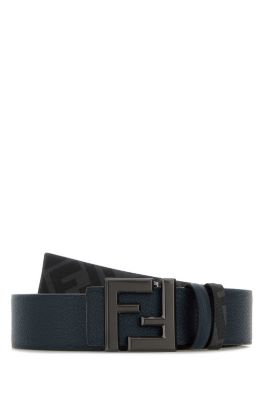 Dark blue leather Squared FF reversible belt FENDI (7C0541AQWH)