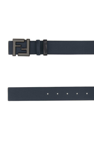 Dark blue leather Squared FF reversible belt FENDI (7C0541AQWH)
