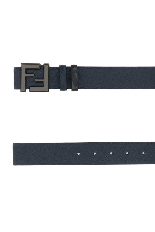 Dark blue leather Squared FF reversible belt FENDI (7C0541AQWH)