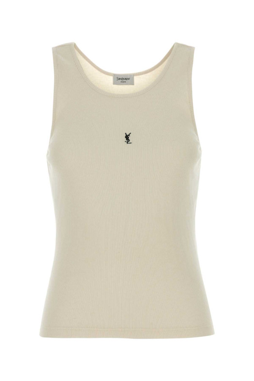Cream cotton tank top SAINT LAURENT (823603Y37EC)