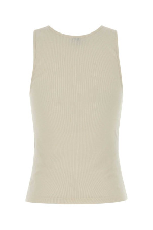 Cream cotton tank top SAINT LAURENT (823603Y37EC)