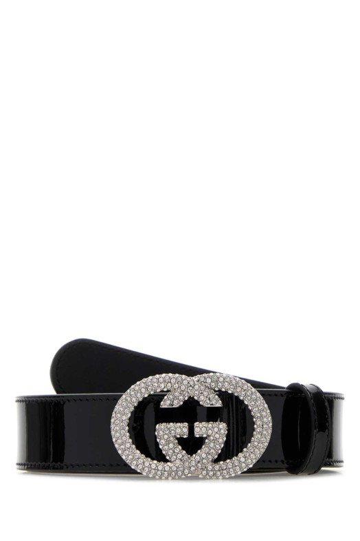 Black leather belt GUCCI (853122AACFW)