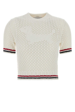 White crochet sweater White THOM BROWNE (FKA511AY3062)
