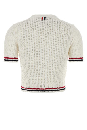 White crochet sweater White THOM BROWNE (FKA511AY3062)
