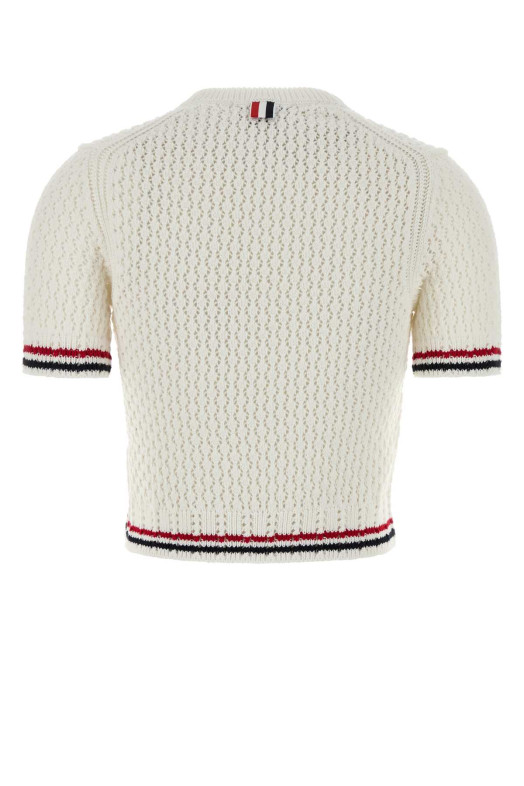 White crochet sweater White THOM BROWNE (FKA511AY3062)