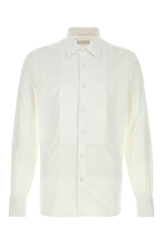 White stretch poplin shirt Black PRADA (UCN478S23110XM)