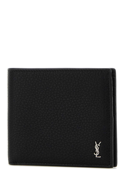 Черный кожаный кошелек Black SAINT LAURENT (847954AAELP)