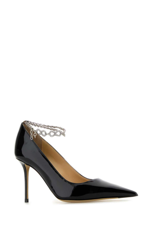 Black leather Bow Chain pumps Black MACH&MACH (PF24S075785PATBLK)