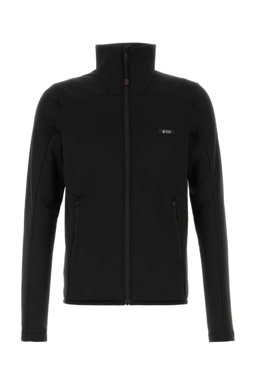 Black stretch pile sweatshirt Black PRADA (UJL85CSOOO18VM)