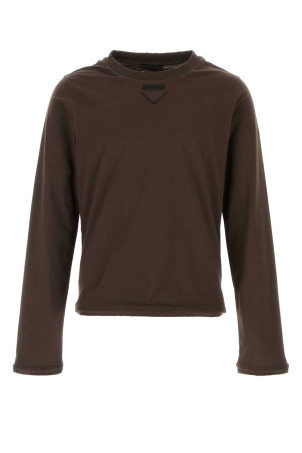 Brown cotton t-shirt PRADA (UJL98CSOOO17Z3)