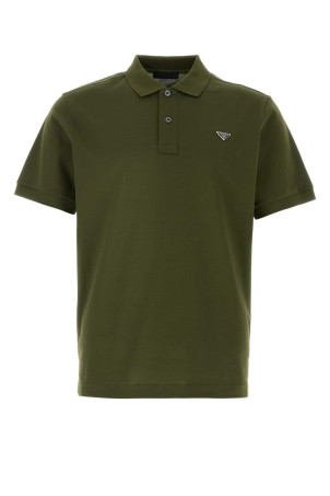 Olive green piquet polo shirt PRADA (UJN444SWM31867)