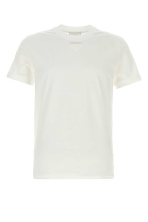 White cotton t-shirt Black PRADA (UJN979SOOO11CD)