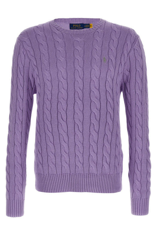 Cotton braided sweater Purple
