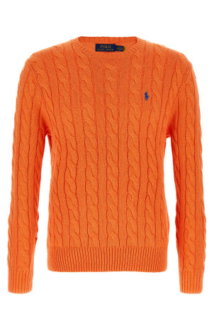 Cotton braided sweater orange