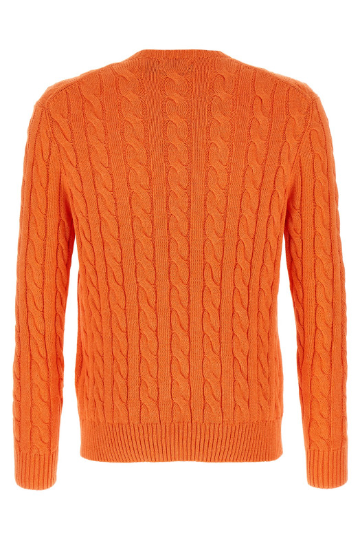 Cotton braided sweater orange