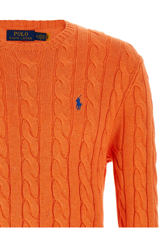 Cotton braided sweater orange
