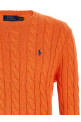 Cotton braided sweater orange