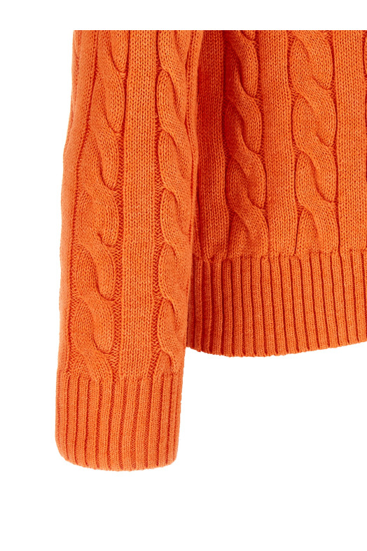 Cotton braided sweater orange