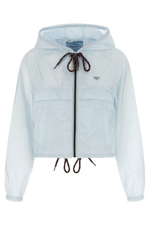 Re-Nylon Feather crop jacket BLUE