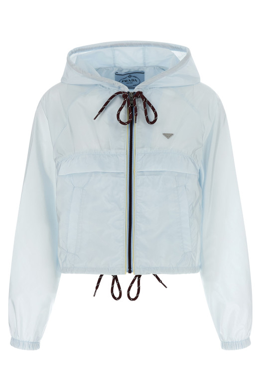 Re-Nylon Feather crop jacket BLUE