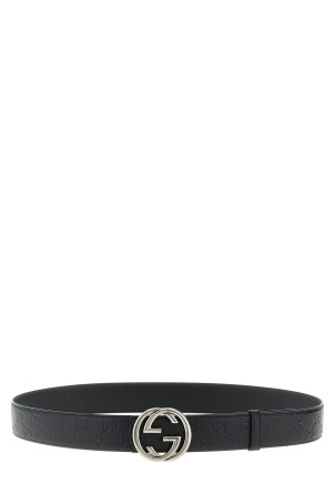Двосторонній ремінь «Incrocio GG» Чорний 849862AAFDV1000