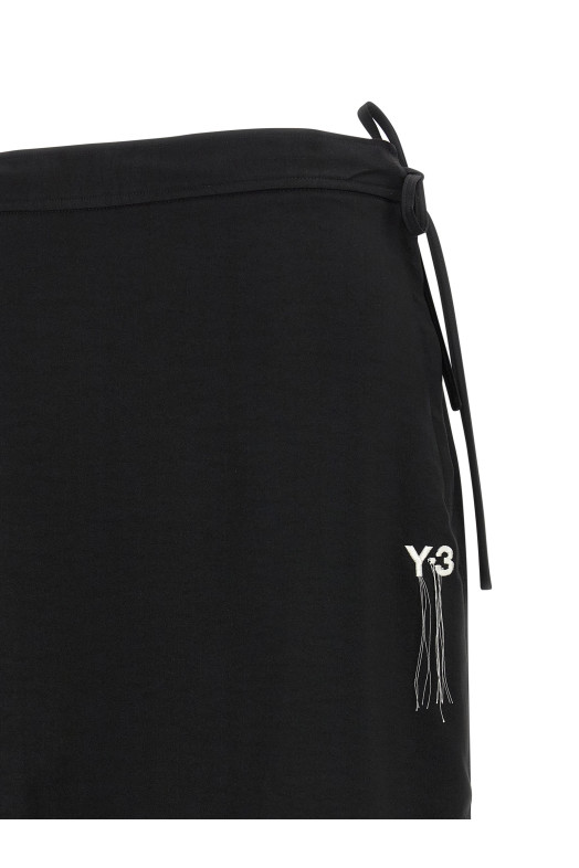 'Y-3 Sport Uniform Raw Cut 3-Stripes' skirt Black