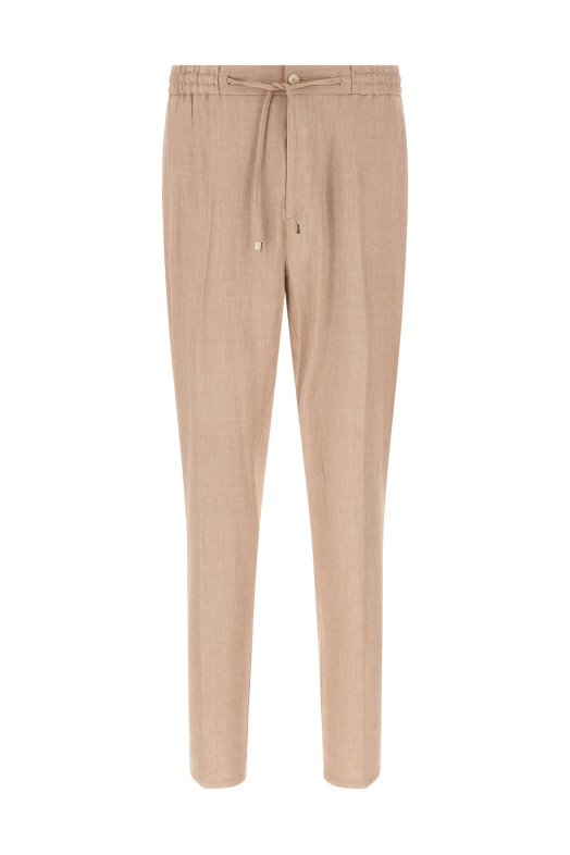 Flamed linen joggers Beige