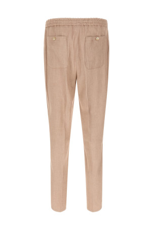 Flamed linen joggers Beige