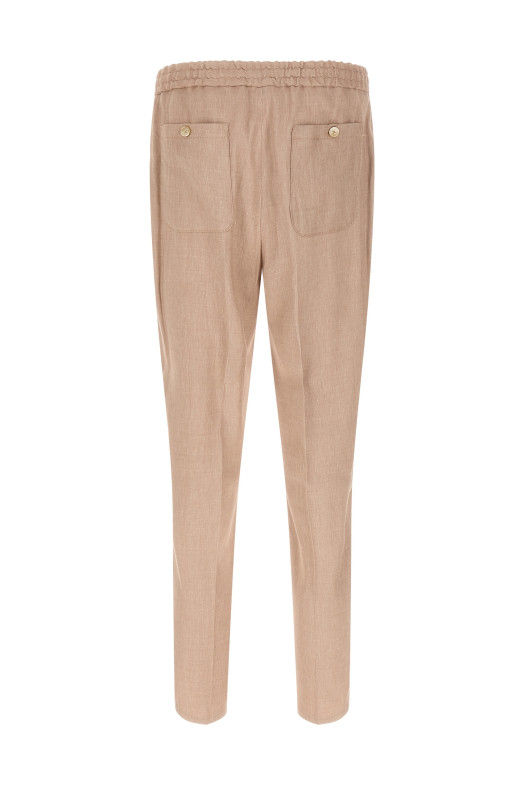 Flamed linen joggers Beige