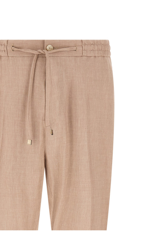 Flamed linen joggers Beige