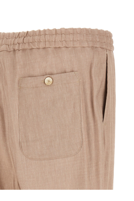 Flamed linen joggers Beige