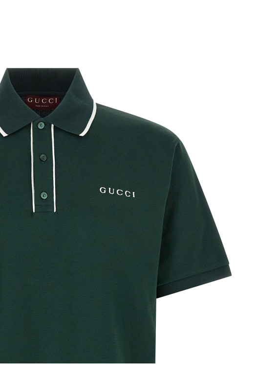 Поло с вышитым логотипом Зеленый GUCCI 806250XJHHO3015
