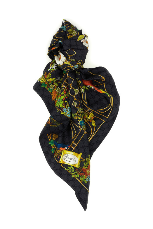 Floral print Carré Black