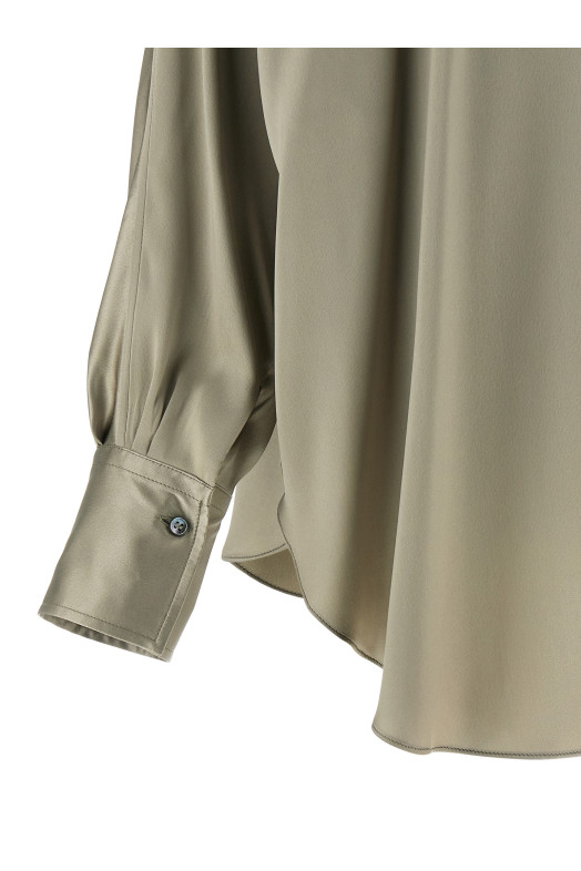 Рубашка с корейским воротником Зеленая BRUNELLO CUCINELLI M0C59MY906C9125