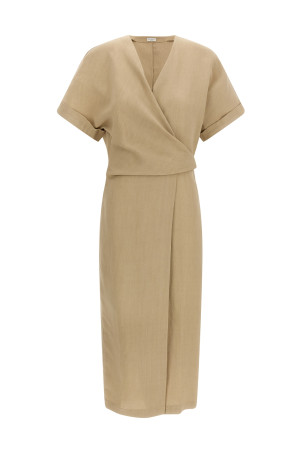 Платье-футляр бежевого цвета BRUNELLO CUCINELLI MH126AHG41C9195