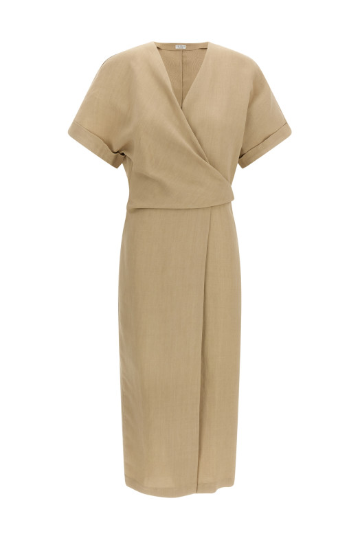 Платье-футляр бежевого цвета BRUNELLO CUCINELLI MH126AHG41C9195