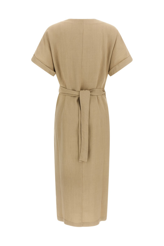 Платье-футляр бежевого цвета BRUNELLO CUCINELLI MH126AHG41C9195