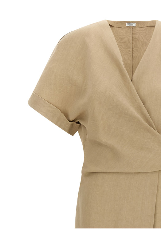 Платье-футляр бежевого цвета BRUNELLO CUCINELLI MH126AHG41C9195