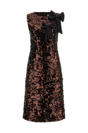'Velvet Sequins Straight Midi' dress Brown