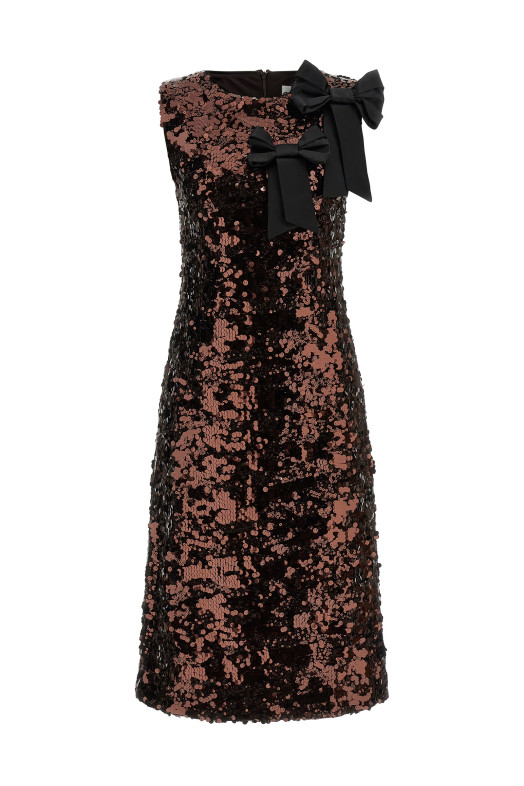 'Velvet Sequins Straight Midi' dress Brown