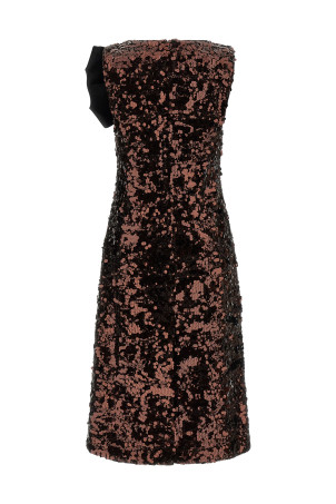 'Velvet Sequins Straight Midi' dress Brown